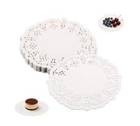 200uds Servilletas de Papel, Desechables Decorativas Redondas Blancas de 9cm para Bandejas Postre Pasteles Fiestas Bodas Cumpleaños y Manualidades