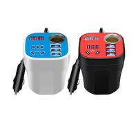 200W Car Cup Inverter Converter QC Charger | Auto DC to AC Power Inverter, 12V/24V to 220V, ABS Fast Charging Adapter with LED Display for Phones Tablets Laptops