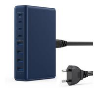 200W Cargador USB C Multiple, 8-in-1 GAN III Cargador Carga Rápida PPS QC4.0 PD 65W Cargador de Portátil, Universal USB C Charger para MacBook Pro/Air, iPhone 16/15/14/13 Pro,Samsung Galaxy (Azul)