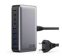 200W Cargador USB C Multiple, GAN III 8-Port USB C Cargador Portátil PD QC PPS Carga Rápida, 65W Portátil Adaptador Cargador Compatible con MacBook Air/Pro, iPhone, iPad Pro, Samsung Galaxy, Huawei