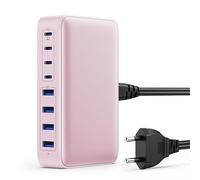 200W Cargador USB C Multiple, GAN III 8-Port USB C Cargador Portátil PD QC PPS Carga Rápida, 65W Portátil Adaptador Cargador Compatible con MacBook Air/Pro, iPhone, iPad Pro, Samsung Galaxy-Rosa