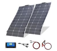 200W Flexible Kit Panel Solar Monocristalina Placa Solar con controlador 20A salida USB para cargar baterías 12v 24v (gel AGM ventilado) para caravana, autocaravana, barco, techo