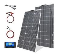 200W Flexible Panel Solar Módulo Kit 2 * 100W 18V cristal único Fotovoltaico Módulo Controlador 20A, para cargar baterías de 12V - Casas móviles, caravanas, barcos, techos (200)