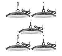 200W Focos Led Interior Techo, 20000LM UFO LED Lámpara de Alta Bahía, 6500K BlancaFría, IP65 Impermeable Campana Industrial lampara techo para Fábricas, Aeropuerto, Patio, Garaje,Taller 5 Pieces
