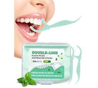 200x Hilo dental menta Arcos Dentales doble línea Hilo Dental con mango Palillos de Hilo con Caja Dental Floss