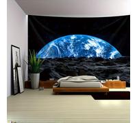 200x150CM Tapiz de paisaje con vista de planeta grande, escena de la Tierra y el espacio, para colgar en la pared, para sala de estar, dormitorio, oficina o decoración de fiestas