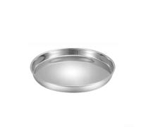 201 Bandeja redonda de acero inoxidable para hornear para uso en horno, metal para molde para hacer esponjas y pasteles de capas en casa, acabado plateado de 16 cm (A32 cm)