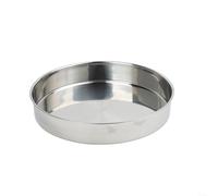 201 Bandeja redonda de la torta del acero inoxidable para el uso del horno del metal para el molde para hacer esponjas y pasteles de la capa en casa Acabado plateado 16cm (B32CM)