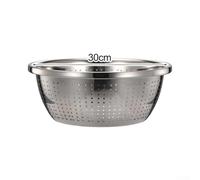 201 - Juego de lavabo de drenaje de acero inoxidable, cuenco grueso profundo con borde ancho acampanado para cocina, empleo, apto para lavavajillas, tamaños de 18 a 32 cm (plateado) (30 cm)