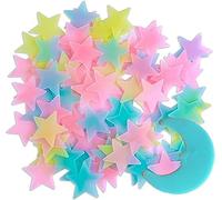 201 pegatinas que brillan en las estrellas oscuras de colores que brillan en la oscuridad, estrellas y luna fluorescentes para niños y niñas, pegatinas de pared perfectas para habitación infantil o
