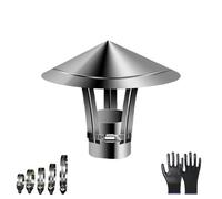 201 Stainless Steel Chimney Rain Cap, Adjustable 2 to 12 Inch Stove Pipe Cover with Included Gloves and Clamps for Weatherproof Roof Vent Protection (TOP7.87Clamp1.96)
