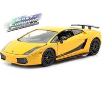 Jada Toys Fast & Furious Lamborghini Gallardo Superleggera, Modelo de Tuning a Escala 1:24, Puertas Que se abren, capó y Maletero, Amarillo/Negro, 253203067