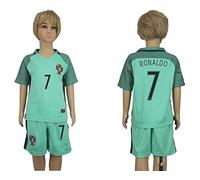 2016 para ventiladores 2017 7 Portugal Away Cristiano Ronaldo para niños Kid jóvenes camiseta de fútbol en verde, Infantil, verde, XS