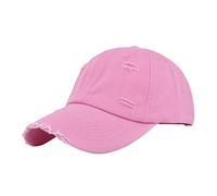 2017 - Gorra de béisbol para hombre y mujer, estilo retro, lavada y destruida, color liso, para coche, rosa, Talla única