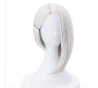 2019 Ashe Cosplay Peluca 30cm Corto Recto Resistente al calor Pelo sintético OW Juego Peluca plateada-blanca Peluca de fiesta de disfraces Talla única Plata