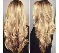 2019 Fascinante Ombre Rubia Pelucas Natural Largo Cuerpo Ola Pelo Alto Densidad Sintético Calor Resistente Fibra Cosplay Peluca para Negro Mujer Moda para, Brown