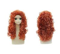 2019 fashion Movie Brave Long Curly Princess Merida Cosplay peluca para la fiesta de Halloween Juego de roles pelucas onduladas naranjas cabello para mujeres One size merida peluca PL-828