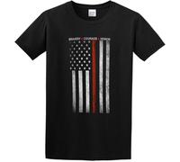 2019 Thin Red Line Flag Firefighter Fire Department tee Fire Fighter USA Hero Black Cotton Tshirt Mens