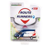 2019 Transit LWB Furgoneta de techo alto blanco y azul Route Runners Series 4 1/64 modelo fundido a troquel de Greenlight 53040 D