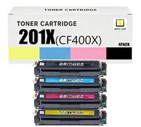 201X CF400X CF401X CF402X CF403X Cartucho de Tóner Alto Rendimiento Compatible para HP - Negro ~2.800 / Color ~2.300 Páginas - para M277 M252 M274 - Elige Negro/Cian/Amarillo/Magenta,4pack