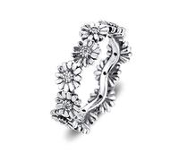 2020 Primavera brillante margarita flor corona anillos para mujer plata 925 DIY se adapta a pulseras originales Pandora encanto joyería de moda (56 #)