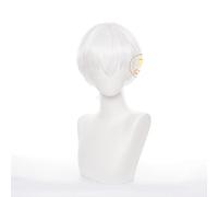 2021 Anime Fumetsu no Anata e To Your Eternity Fushi Cosplay Wig Short White Wig Tiny Ponytail Heat-resistant Hair Wig Cap