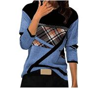 2021 Camisetade Manga Larga para Mujer Moda Casual Patchwork Sudadera Elegante Jerséis Camisa Otoño Invierno Cuello Redondo Primavera Blusa Tops Tumblr Suéter Mujer Navidad Abrigo Deportiva