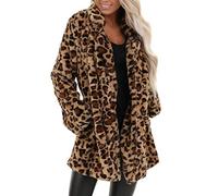2021 Chaquetas Mujer Elegantes Lujo Moda Leopardo Abrigo Invierno otoño Señora Piel de imitación Cardigans Moda Piel sintética Ropa de Abrigo de Solapa Tallas Grandes caliente Rompevientos Clásico