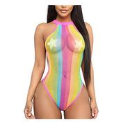 2021 Nuevo Bañadores de Mujer Sexy Traje de una Pieza Traje de Baño Raya impresión Malla Cintura Alta Transparente Ropa de Playa Hueca Push up Bikini Tankinis Slim Fit Beachwear Halter Bañador