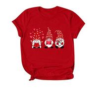 2021 Tops con mangas GNOME Mujeres Print Day Short Shirts Valentine's Lover T Parejas Blusa de Mujer, rojo, L