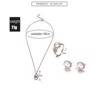 2021 Trendy Personality New Jewelry Dazzling Inlaid Gems Jewelry Combination Fashion Necklace Earrings Ring Set Free Shipping