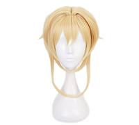 2022 30 cm juego Genshin Impact Project Project Traveler Lumine Girl WIG Cosplay pelucas jugando Powder Light Golden Hair Halloween 1: 1 Pelucas