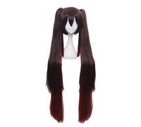 2022 Anime Cosplay Peluca for Genshin Impact Hu Tao, Mujeres con doble cola de cola de coletas Pelo Modelado Peluca Viste la peluca, el pelo sintético resistente al calor + gorra de peluca libre