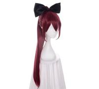 2022 Anime Game Cosplay Puella Magi Madoka Magica Peluca, Sakura Kyouko Peluca, Mujer Rojo Oscuro Pelo Largo Cola de Caballo Peluca con Tocado, con Gorro de Peluca, for Halloween, Fiesta, Carnaval, Vi