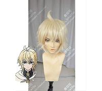 2022 Anime Seraph of The End Mikaela Hyakuya Pelucas Cosplay Pelucas de Oro Leche Leche Resistente al Calor Peluca Sintética Sintético + Peluca Cap
