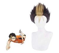 2022 Anime Wig Haikyuu! Yu Nishinoya teñido y teñido Peluca de Pelo Corto de Color Negro Cosplay Comic- con Halloween Party Carnival Hombres y Mujeres Anime Fans Regalo