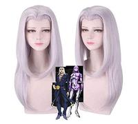 2022 Anime WIG Leone Abbacchio JoJo' s Bizarre Adventure Cosplay Comic- Con Halloween Party Carnival Adulto Hombres y mujeres Asegurna Regalo de fans de anime ( Peluca de pelo largo de plata púrpura)
