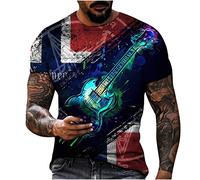 2022 Camiseta Manga Corta Hombre Verano 3D Guitarra Impresión Moda Originales Camiseta Casual T-Shirt Blusas Camisas Camiseta Cuello Redondo Suave básica Camiseta Top Talla Grande