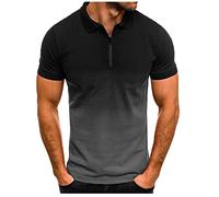 2022 Camiseta para Hombre,Verano Cremallera Polo Camiseta Deporte Manga Corta Degradado impresión Moda Diario Slim Fit Casual T-Shirt Originales Camisas Suave básica Camisetas Talla Grande