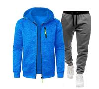 /2022 con capucha y pantalones Otoño e Invierno para Hombre de Dos Piezas Chándales de Fútbol, Blu-b, L