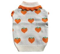 2022 Cr Oss Border Cute Peach Heart Pet Vest Dog Sweater Kit Diez Teddy Knit Christmas Clothes Perchas para perros pequeños (Blanco, S)
