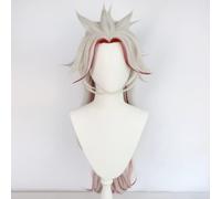 2022 Juego de anime Cosplay Peluca for Genshin Impact Arataki ITTT, blanco Rojo Color mezclado Coloreado Largo Pelo recto Peluca Viste la peluca, el pelo sintético resistente al calor + gorra de peluc
