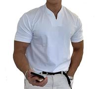 2022 Men Gentlemans Business Short Sleeve Fitness T Shirt, Mens Business Sleeve Cotton Casual Shirts (3XL,White)