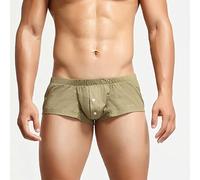 2022 Men Underwear Button Pouch New Comfy Soft Solid Sexy Low Waist Boxer Briefs Underwear U Convex Pouch Lingerie Underpants