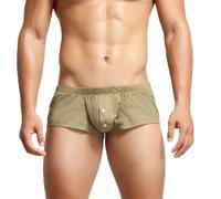 2022 Men Underwear Button Pouch New Comfy Soft Solid Sexy Low Waist Boxer Briefs Underwear U Convex Pouch Lingerie Underpants