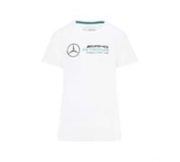 2022 MERCEDES-AMG PETRONAS FANWEAR WOMENS LARGE LOGO TEE - White - Ladies (M) UK 12 / Chest 91cm