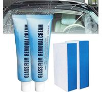 2022 New Glass Oil Film Removal Agent, Car Glass Oil Film Cleaner, Glass Film Removal Cream, Car Glass Oil Film Cleaner Safety & Long-Term Protection with Sponge & Towel (2pcs)