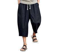 2022 Pantalones Corto para Hombre, Pantalones Moda Pop Casual Chándal de Hombres algodón y Lino Pantalones Talla Grande harén Hip Hop Color sólido Jogging Pants Trend cómodo Pantalones