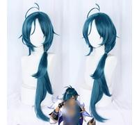 2022 Peluca Game Genshin Impact de 31 pulgadas, peluca Kaeya Alberch de cosplay de anime, peluca larga con gorro de peluca gratis, for Halloween, fiesta, carnaval, vida nocturna, conciertos, bodas