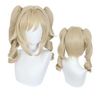 2022 Peluca Game Genshin Impact de 39 pulgadas, cosplay de anime Barbara Golden Wig, peluca rubia de cola de caballo doble con gorro de peluca gratis, for Halloween, fiesta, carnaval, vida nocturna, c